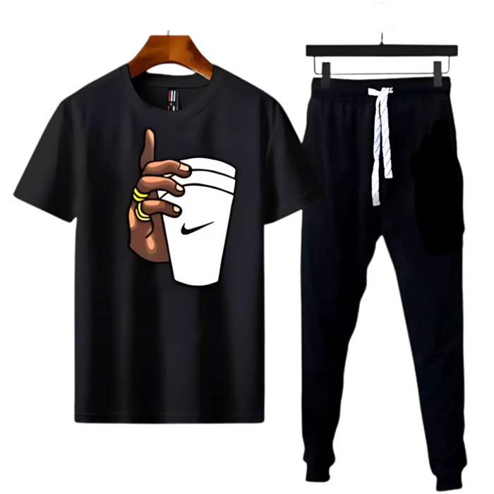 Hand With Cup Printed Gym Wear Tracksuit - Image 2