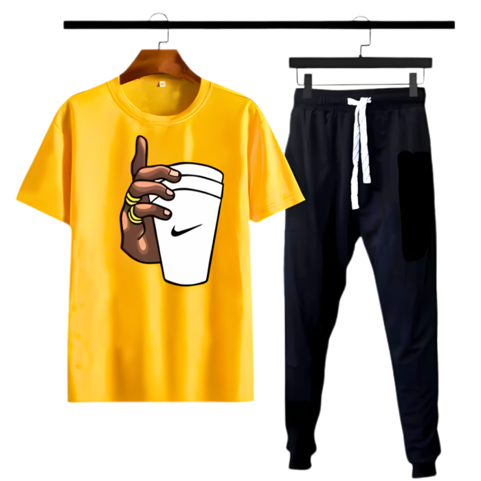 Hand With Cup Printed Gym Wear Tracksuit - Image 3