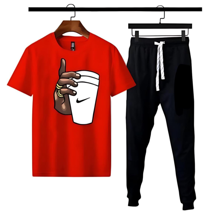 Hand With Cup Printed Gym Wear Tracksuit - Image 4